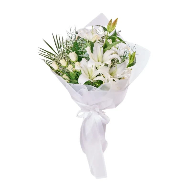 Lilyum Ve Beyaz Gül Buketi