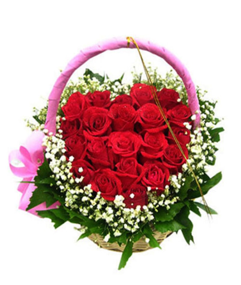 Hasır Sepetde Gül Aranjmanı