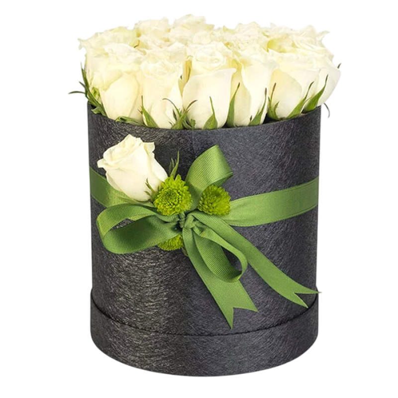 Kutuda Yapay Beyaz Gül Aranjmanı